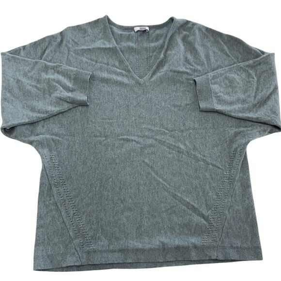 J Jill Sweater Womens XS Gray Green Pullover V Neck Cotton Blend Knit Top - Picture 1 of 8